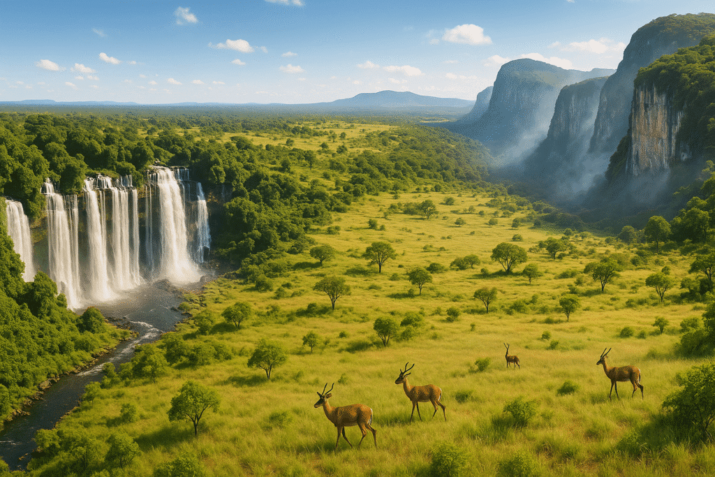 20250713 1335 Kalandula Falls Aerial View simple compose 01k01d16m3ec5t3vett6fpr5es