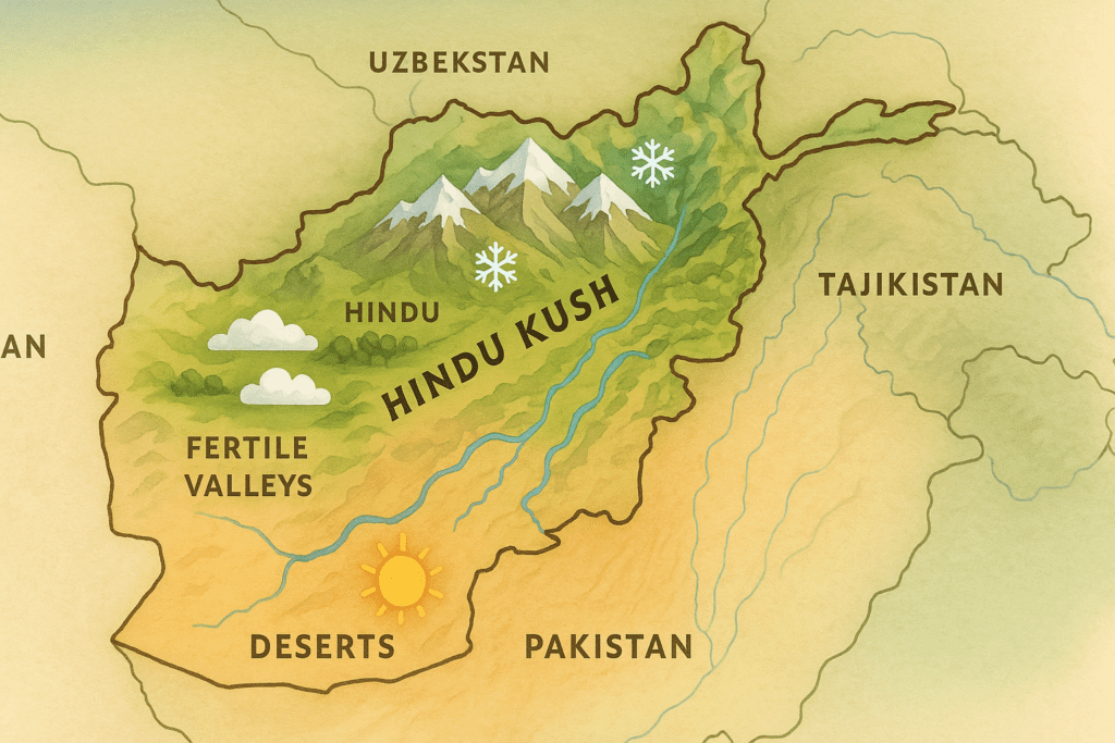 Afghanistan Geography Map simple