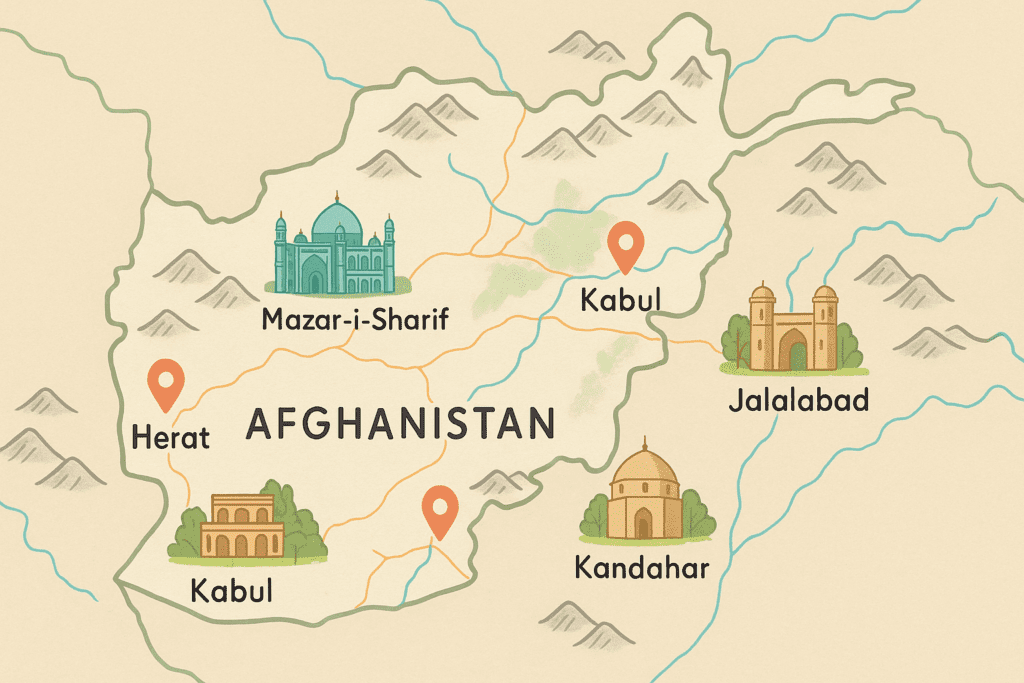 Afghanistan Illustrated Map simple