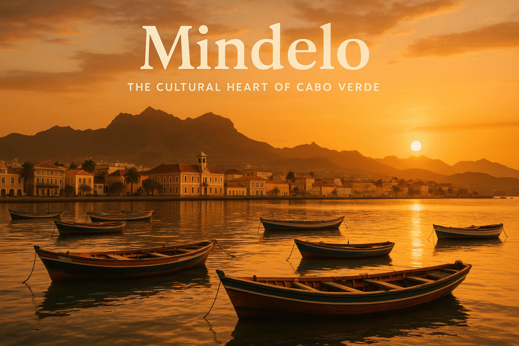 a group of boats on water with a city in the background