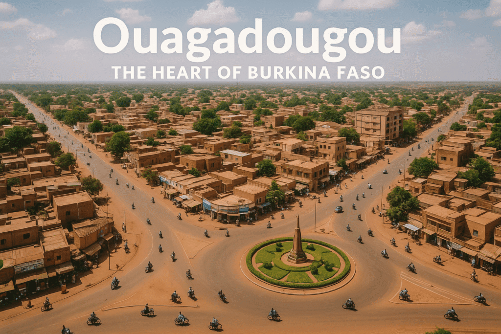 Aerial cityscape of Ouagadougou, Burkina Faso