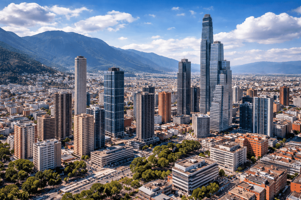 Bogotá skyline showing economic development and modern infrastructure in Colombia
