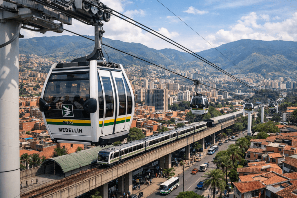 Medellín metro cable car system showing transportation in Colombia
