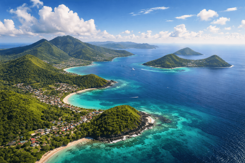 Aerial view of Comoros islands in Indian Ocean