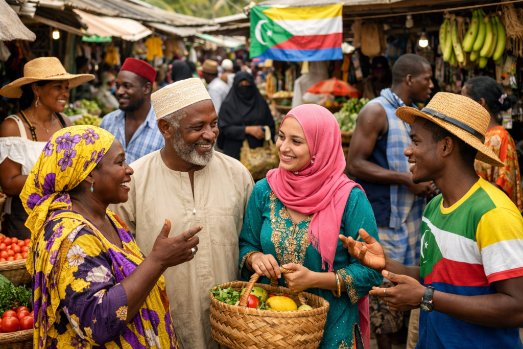 People communicating in different languages in Comoros