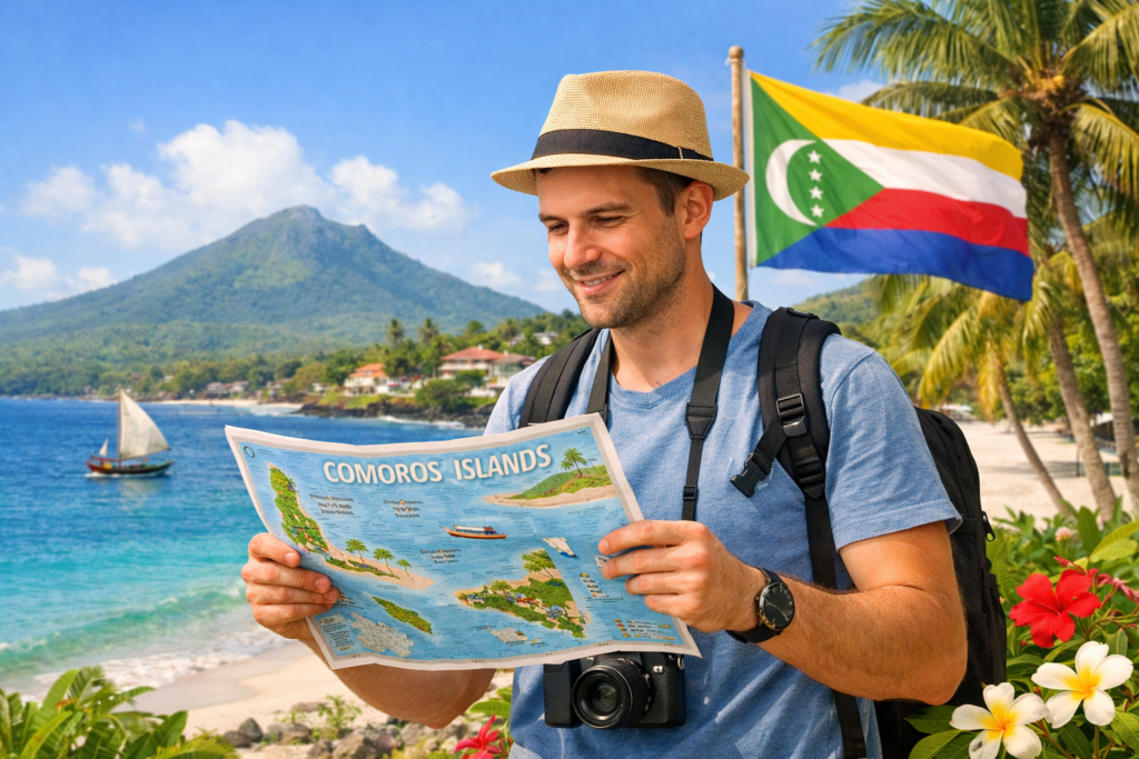 Tourist planning travel in Comoros