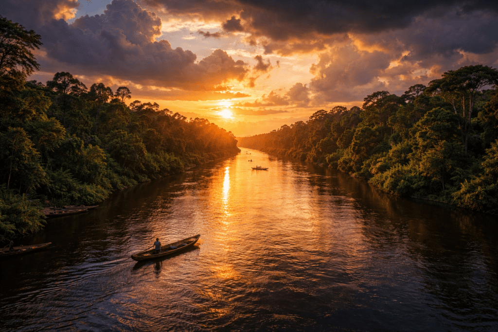 Congo River flowing through rainforest