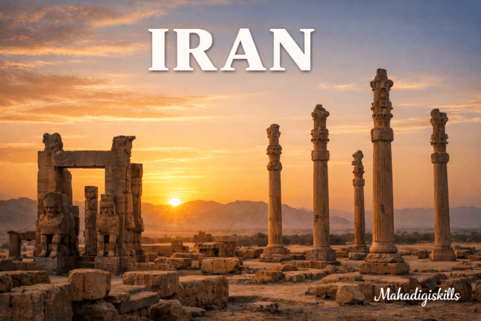 Iran Persepolis ancient ruins at sunrise