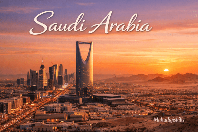 Saudi Arabia Riyadh skyline at sunset