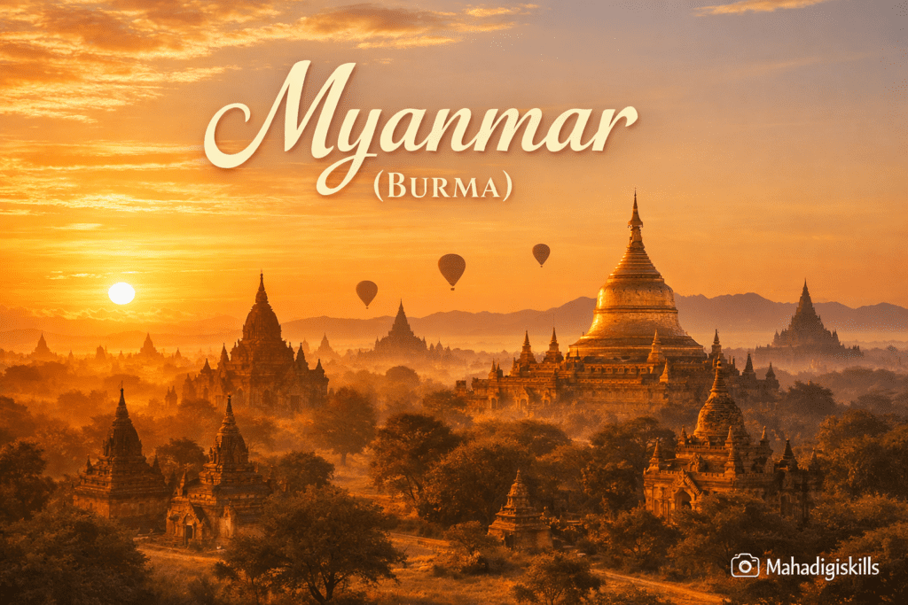 Myanmar Bagan temples at sunrise