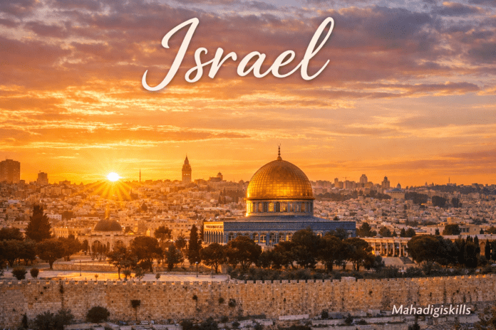 Israel Jerusalem Old City with Dome of the Rock at sunrise