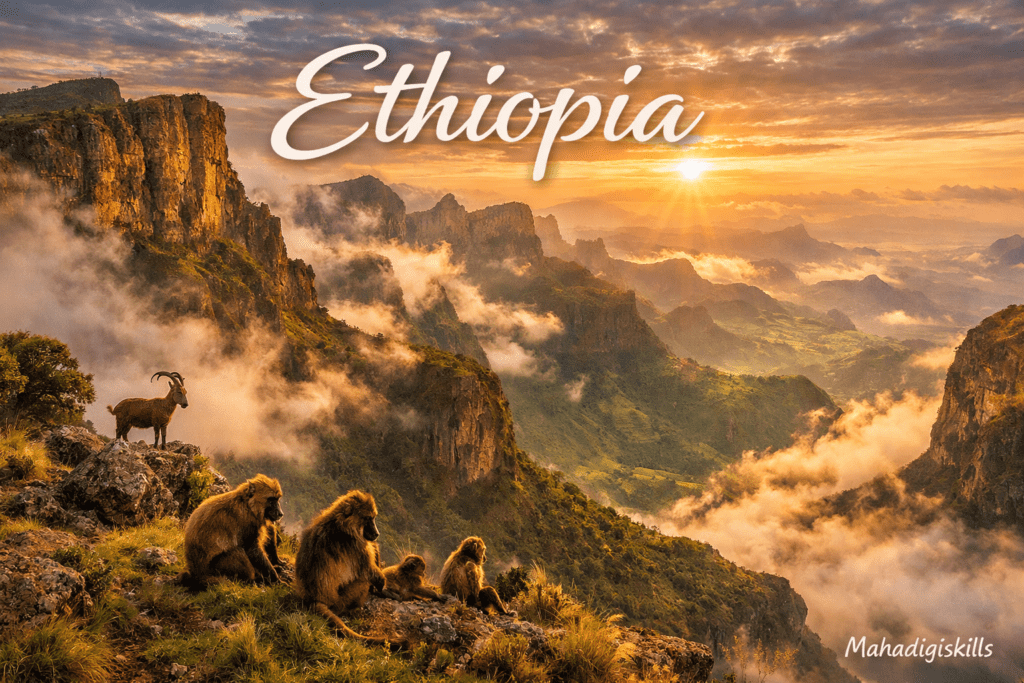 Ethiopia Simien Mountains scenic landscape and dramatic cliffs