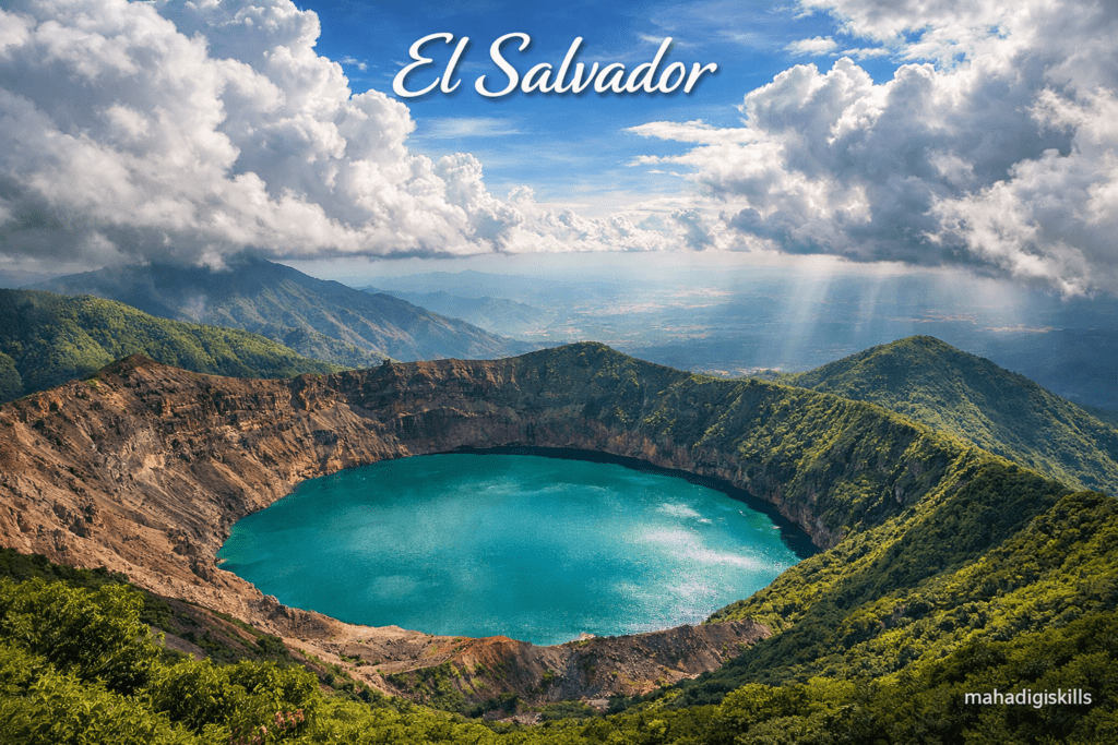 El Salvador Santa Ana volcano crater lake landscape