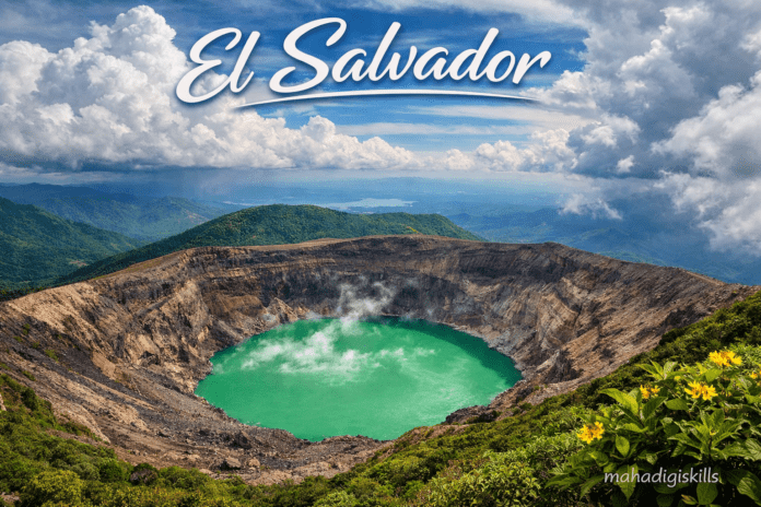 El Salvador Santa Ana volcano crater lake landscape