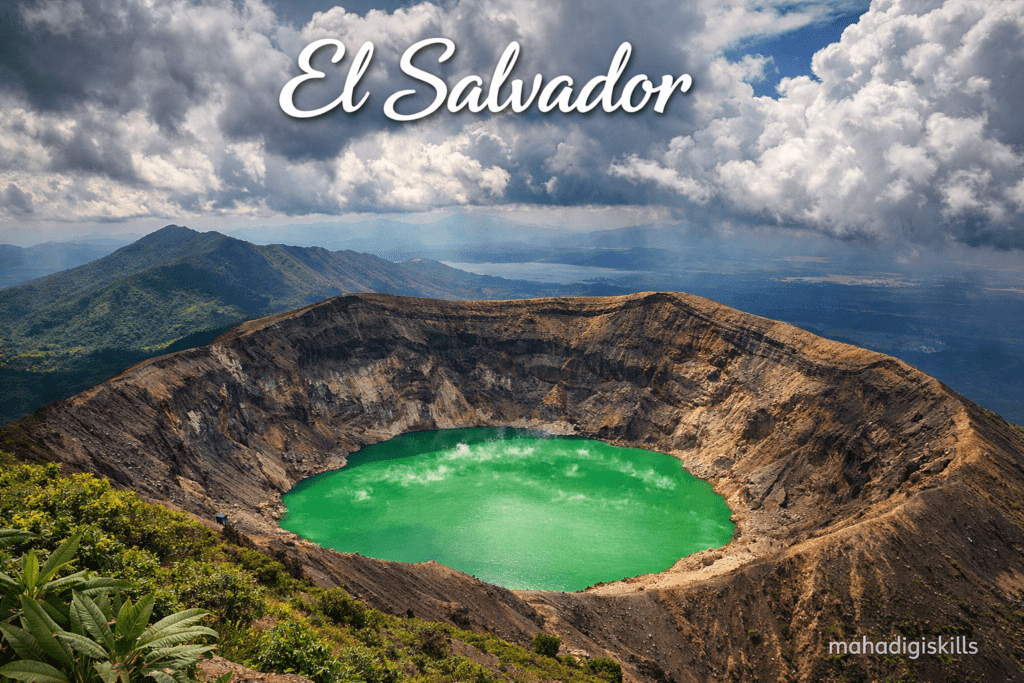El Salvador Santa Ana volcano crater lake landscape