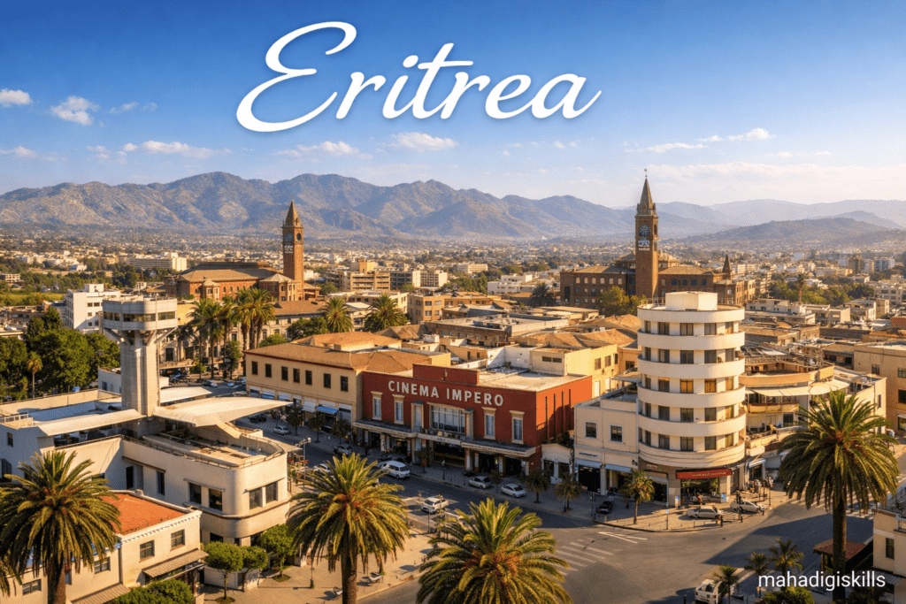 Asmara city skyline Eritrea Italian modernist architecture