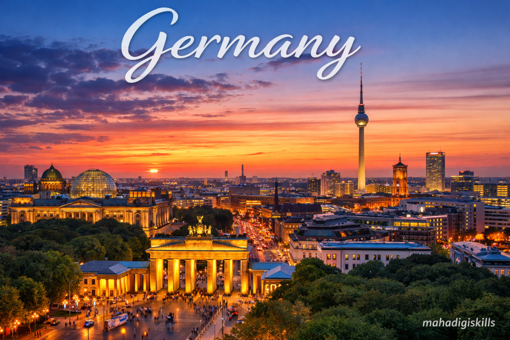 Berlin skyline Brandenburg Gate Germany travel destination