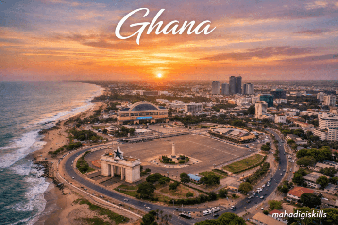 Accra skyline Independence Square Ghana travel destination