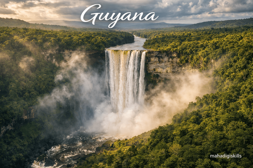 Kaieteur Falls Guyana rainforest waterfall aerial view