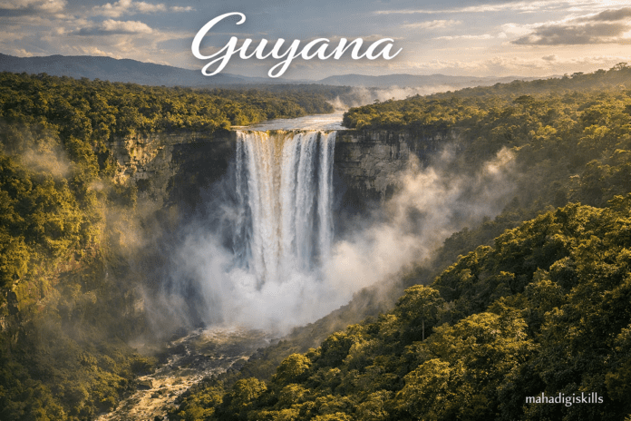 Kaieteur Falls Guyana rainforest waterfall aerial view