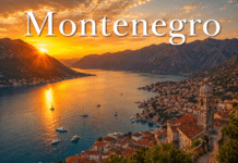 117.Montenegro Complete Travel, Culture & History Guide Montenegro Bay of Kotor coastline with medieval towns and Adriatic mountains at sunset