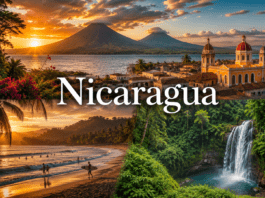 Nicaragua volcanoes, colonial architecture, tropical beaches, and Lake Nicaragua landscape