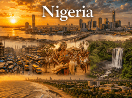 Nigeria Lagos skyline, tropical coastline, and vibrant cultural tourism landscape