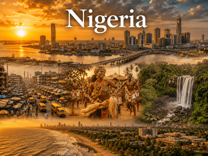 Nigeria Lagos skyline, tropical coastline, and vibrant cultural tourism landscape