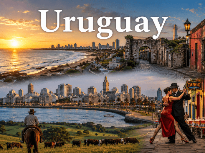 Coastal beaches and city skyline in Uruguay