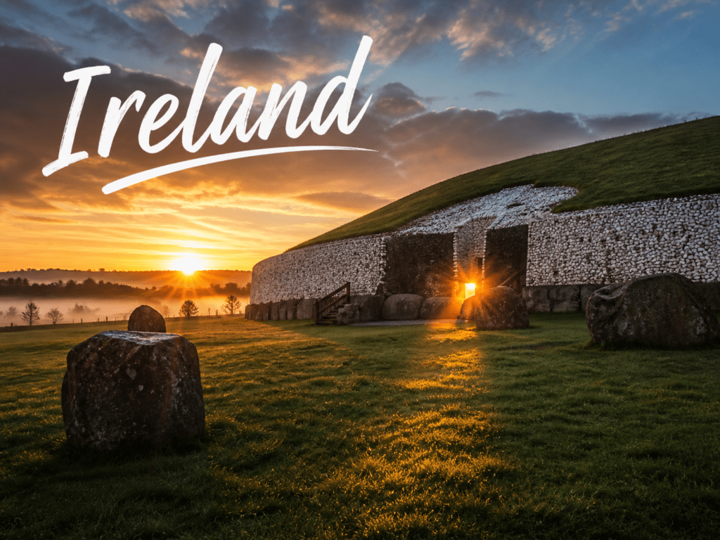 81. Ireland Complete Travel, Culture & History Guide 1 Ireland Newgrange ancient passage tomb sunrise with golden light