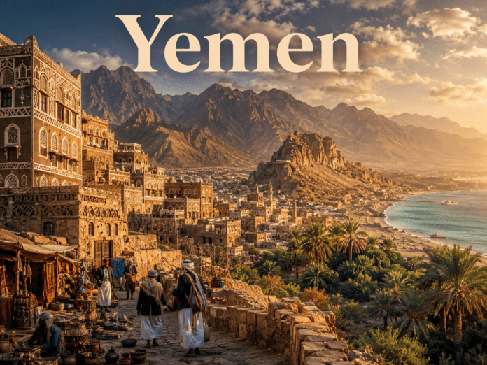 Ancient architecture and scenic landscape in Yemen