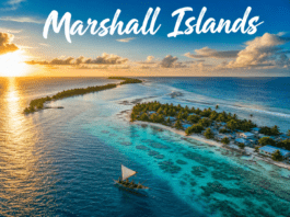 Pacific atoll islands turquoise lagoon sunrise canoe tropical village ocean view