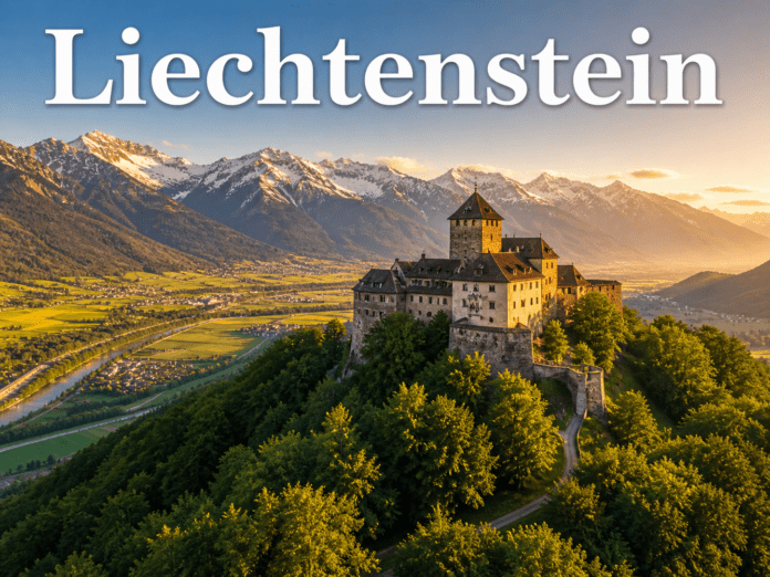 Liechtenstein Vaduz Castle alpine mountains Rhine Valley sunrise scenic view