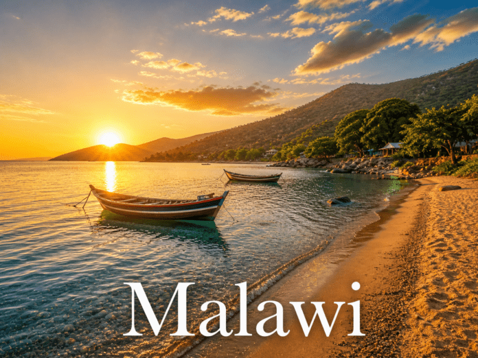 Malawi Lake Malawi beach clear water fishing boats sunset tropical landscape view
