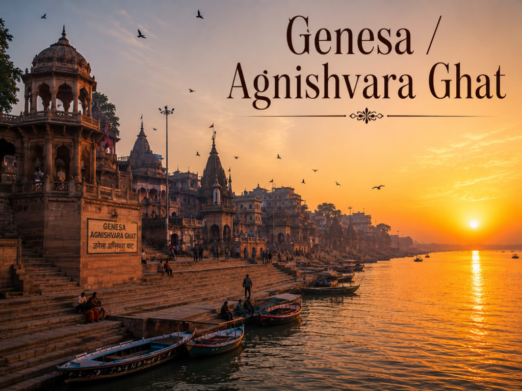 सुबह के समय Genesa Agnishvara Ghat का दृश्य