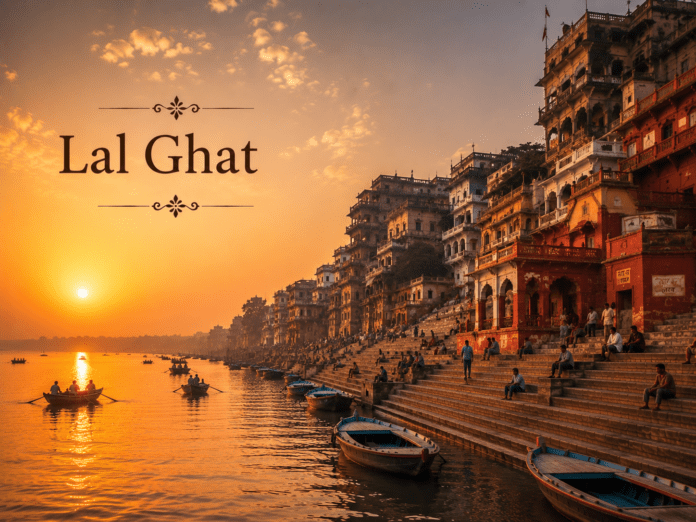 सुबह के समय Lal Ghat और गंगा नदी का दृश्य