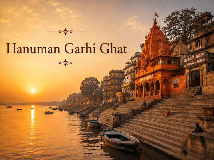 हनुमान गढ़ी घाट और गंगा नदी का सूर्योदय दृश्य