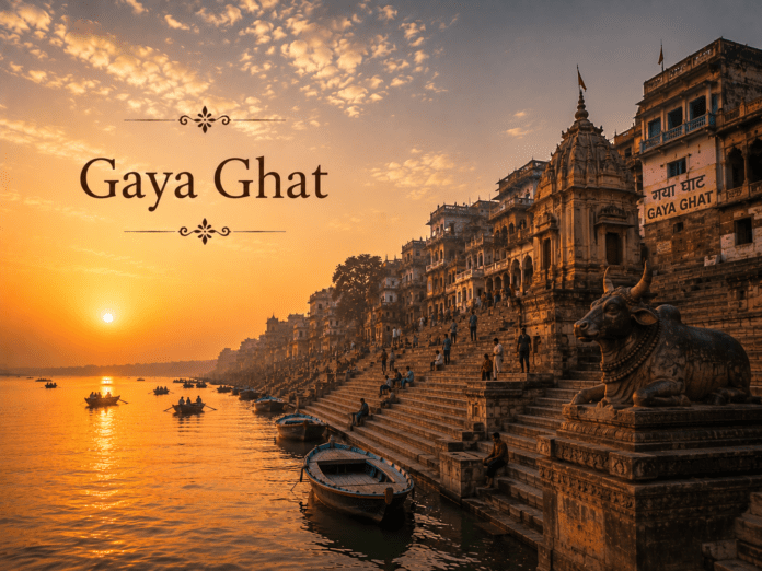गाय घाट और गंगा नदी का सूर्योदय दृश्य