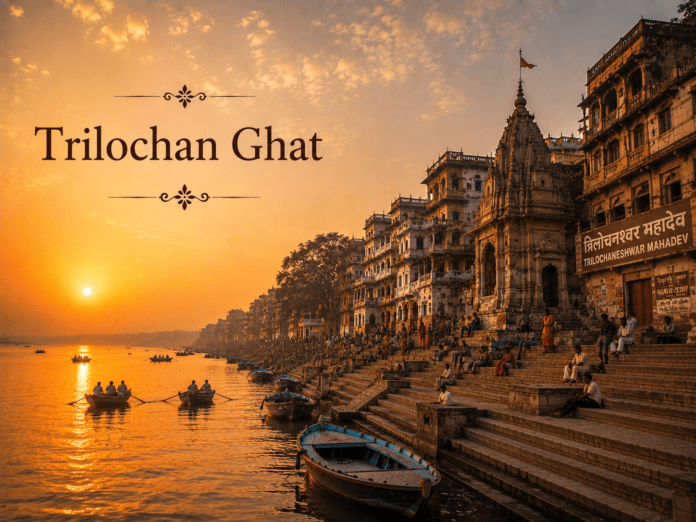 त्रिलोचन घाट और त्रिलोचनेश्वर महादेव मंदिर का सूर्योदय दृश्य