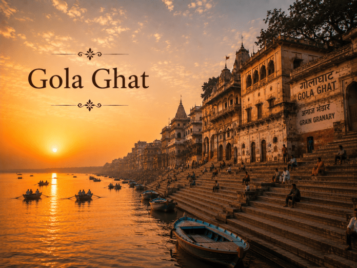 गोला घाट और गंगा नदी का सूर्योदय दृश्य