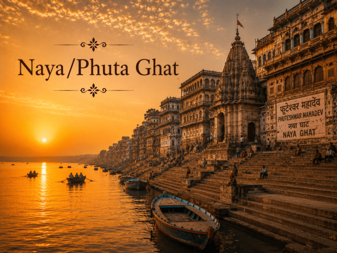 नया घाट और गंगा नदी का सूर्योदय दृश्य