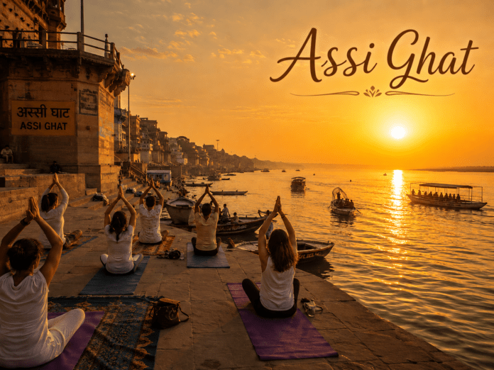 सूर्योदय के समय Assi Ghat का दृश्य