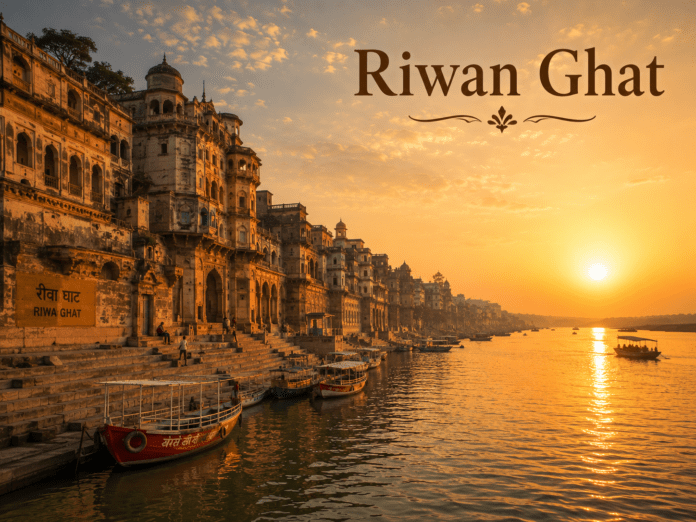 सुबह के समय Riwan Ghat और नदी किनारे की ऐतिहासिक संरचना
